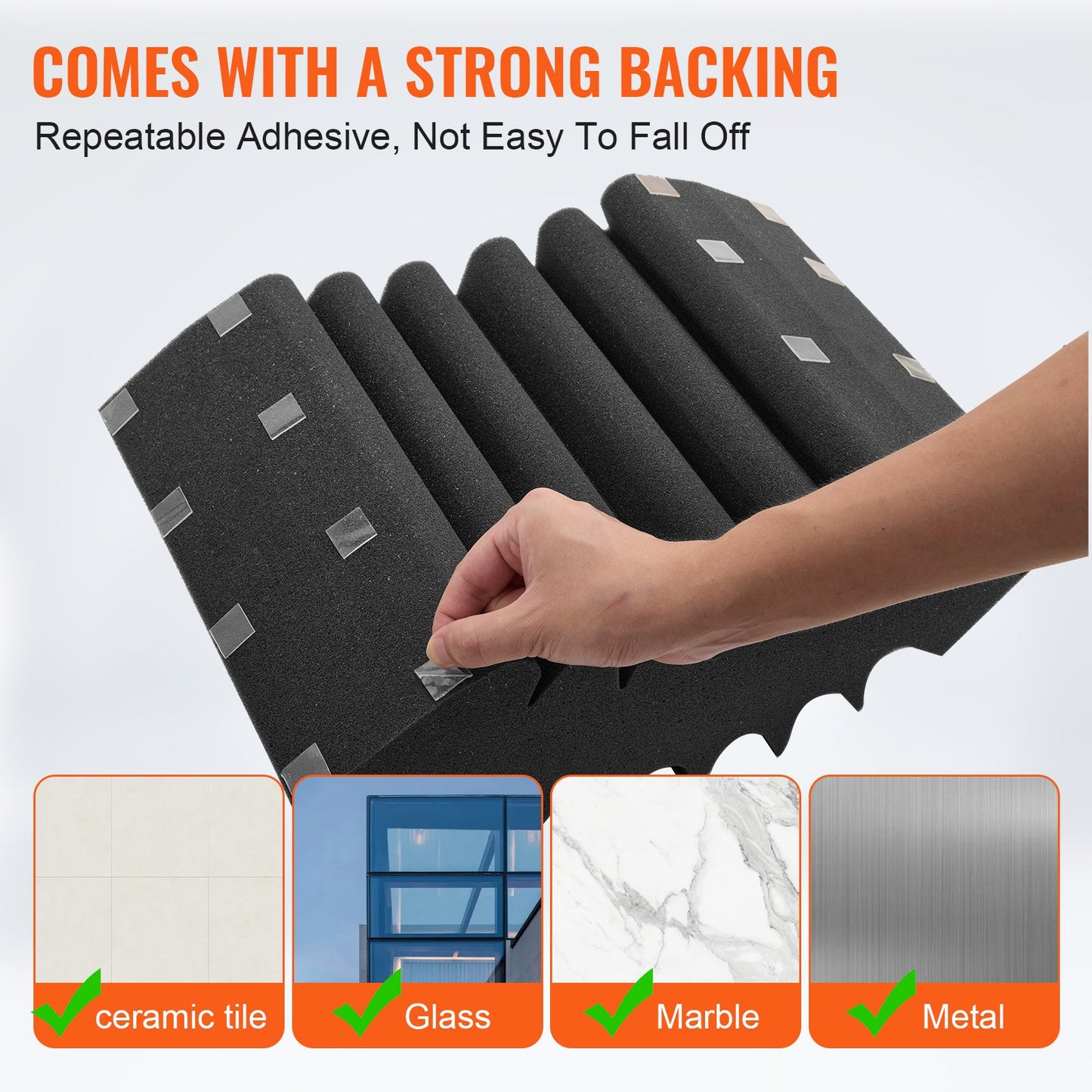 Akustiska skumpaneler 4-pack 16,5 x 6,3 x 12 i lim för väggtak