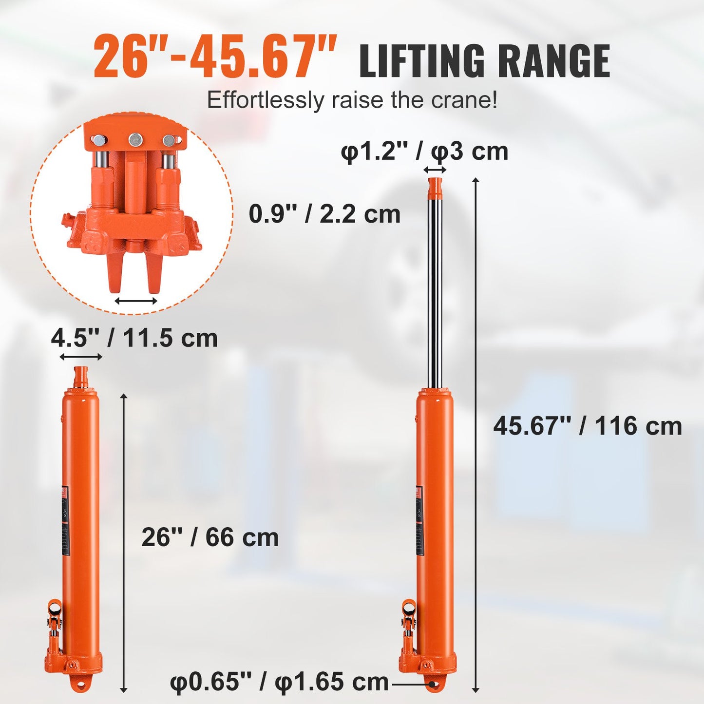 Hydraulic Long Ram Jack, 8 Ton Engine Lift Cylinder with Double Piston Pump and Fork Base, Hydraulic Cylinder for Engine Lifts, Hydraulic Garage/Workshop Cranes, Mechanical, Farm
