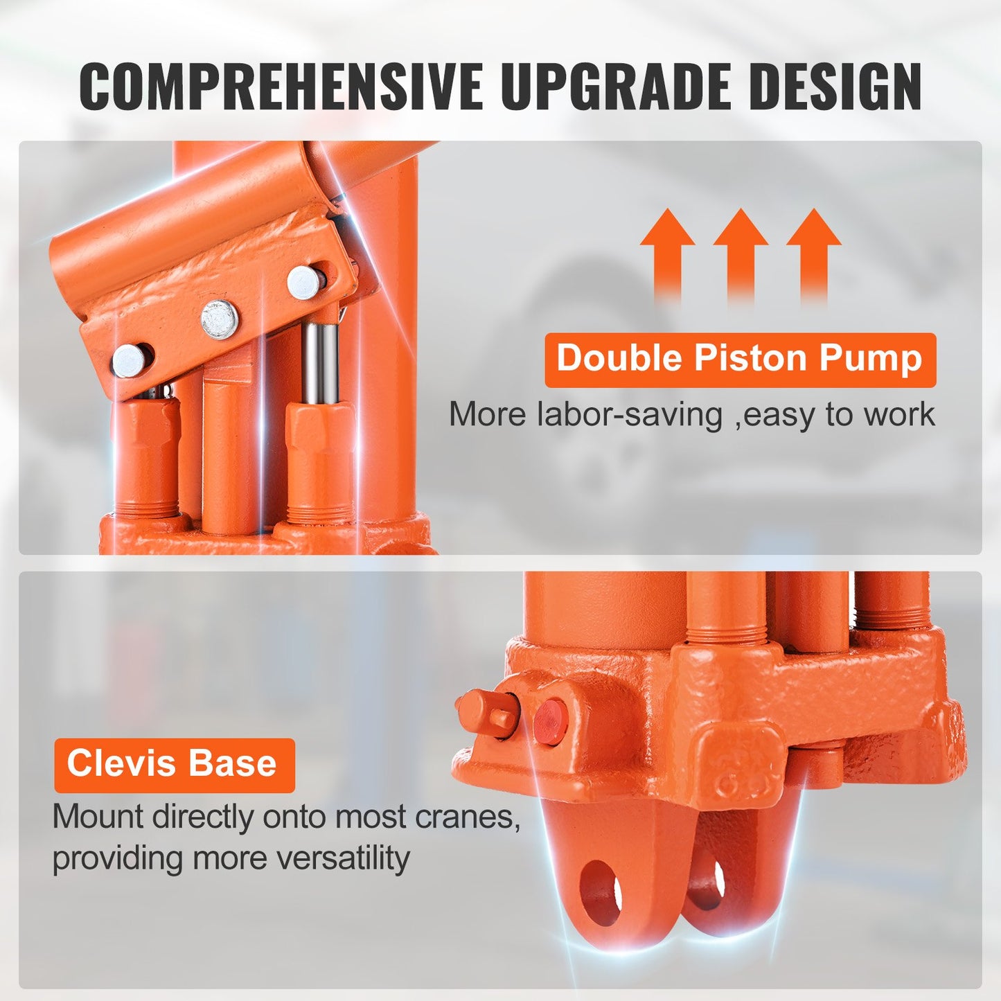 Hydraulic Long Ram Jack, 8 Ton Engine Lift Cylinder with Double Piston Pump and Fork Base, Hydraulic Cylinder for Engine Lifts, Hydraulic Garage/Workshop Cranes, Mechanical, Farm