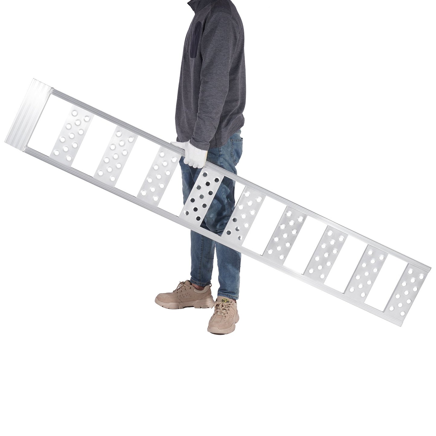 Aluminiumramper, 1250lbs, rak ramp med slitbanor och lastremmar, bärbar lastramp för motorcyklar, terränghjulingar, lastbilar, gräsklippare, Dirt Bike, Trädgårdstraktor, 78"L x 12"W, 2st
