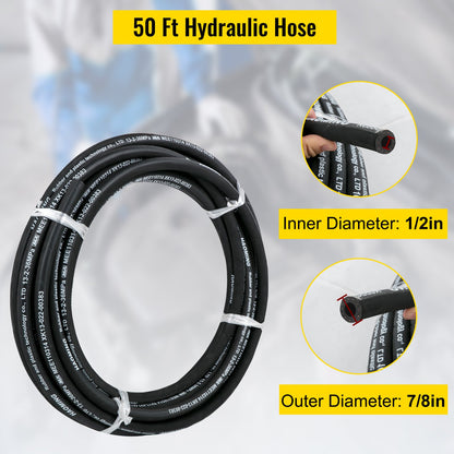 Hydraulic Hose 1/2" Hydraulic Oil Hoses 50 Feet 5000 PSI Maximum Pressure