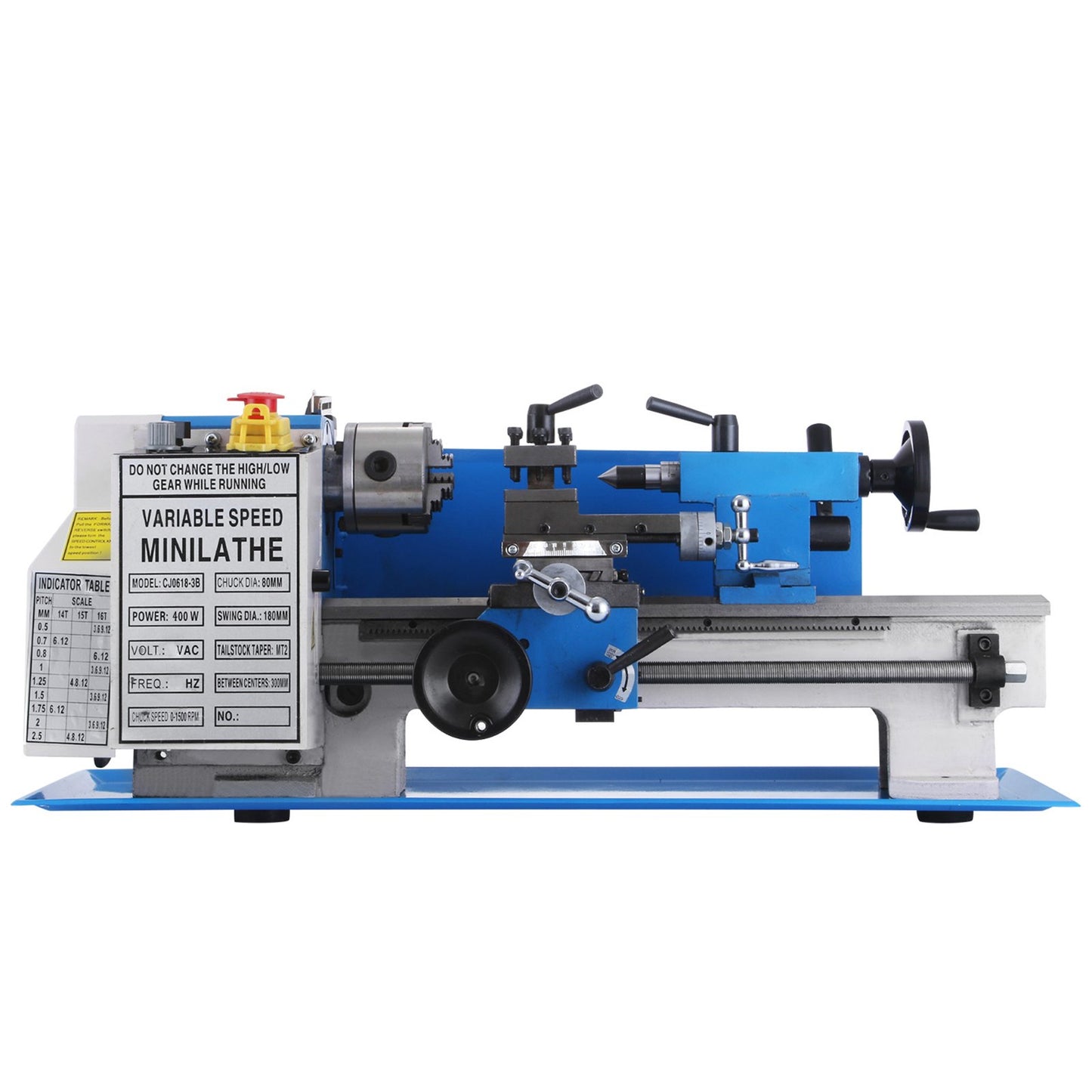 Mini Metal Lathe 7x12 Inch Precision Variable Speed 2250RPM 400W Telescopic Scale Sets Metal Wood Working Lathe Automatic with 3-Jaw Self-Centering Chuck