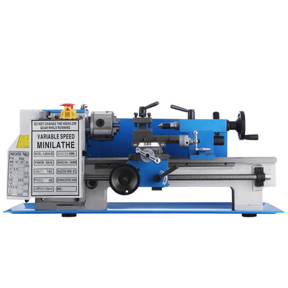 Mini Metal Lathe 7x12 Inch Precision Variable Speed 2250RPM 400W Telescopic Scale Sets Metal Wood Working Lathe Automatic with 3-Jaw Self-Centering Chuck