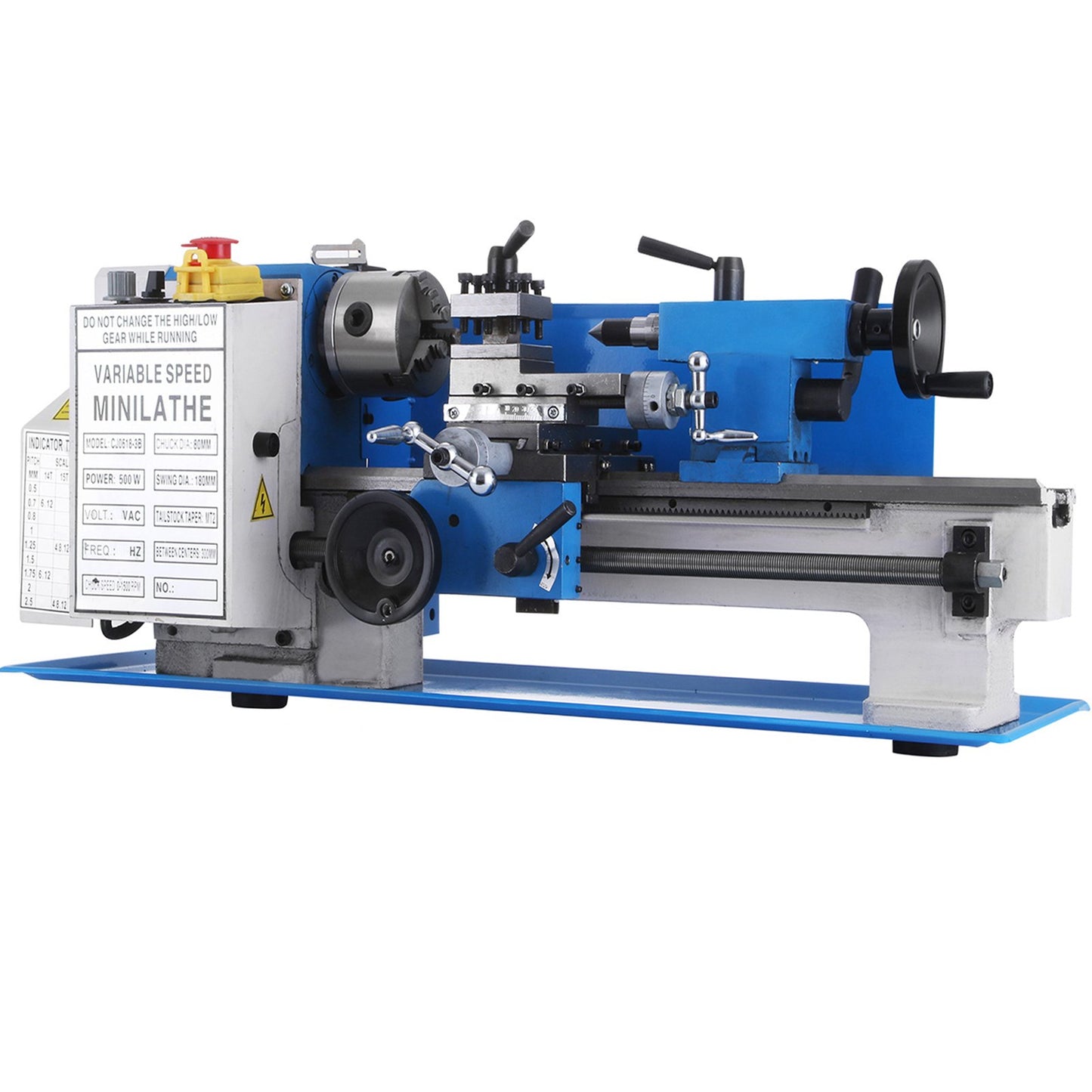 Mini Metal Lathe 7x12 Inch Precision Variable Speed 2250RPM 400W Telescopic Scale Sets Metal Wood Working Lathe Automatic with 3-Jaw Self-Centering Chuck