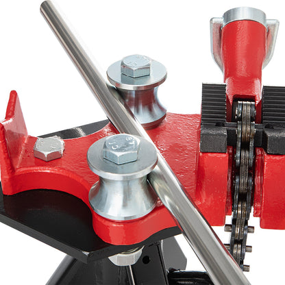 Dreibeiniger Rohrkettenschraubstock | Rohrkapazität 1/8"-5" | 36,4" Länge | Tragbare, klappbare Stahlbeine | Rohr greifen, stützen und biegen | Ideal für Fabrik, Werkstatt und Heimgebrauch