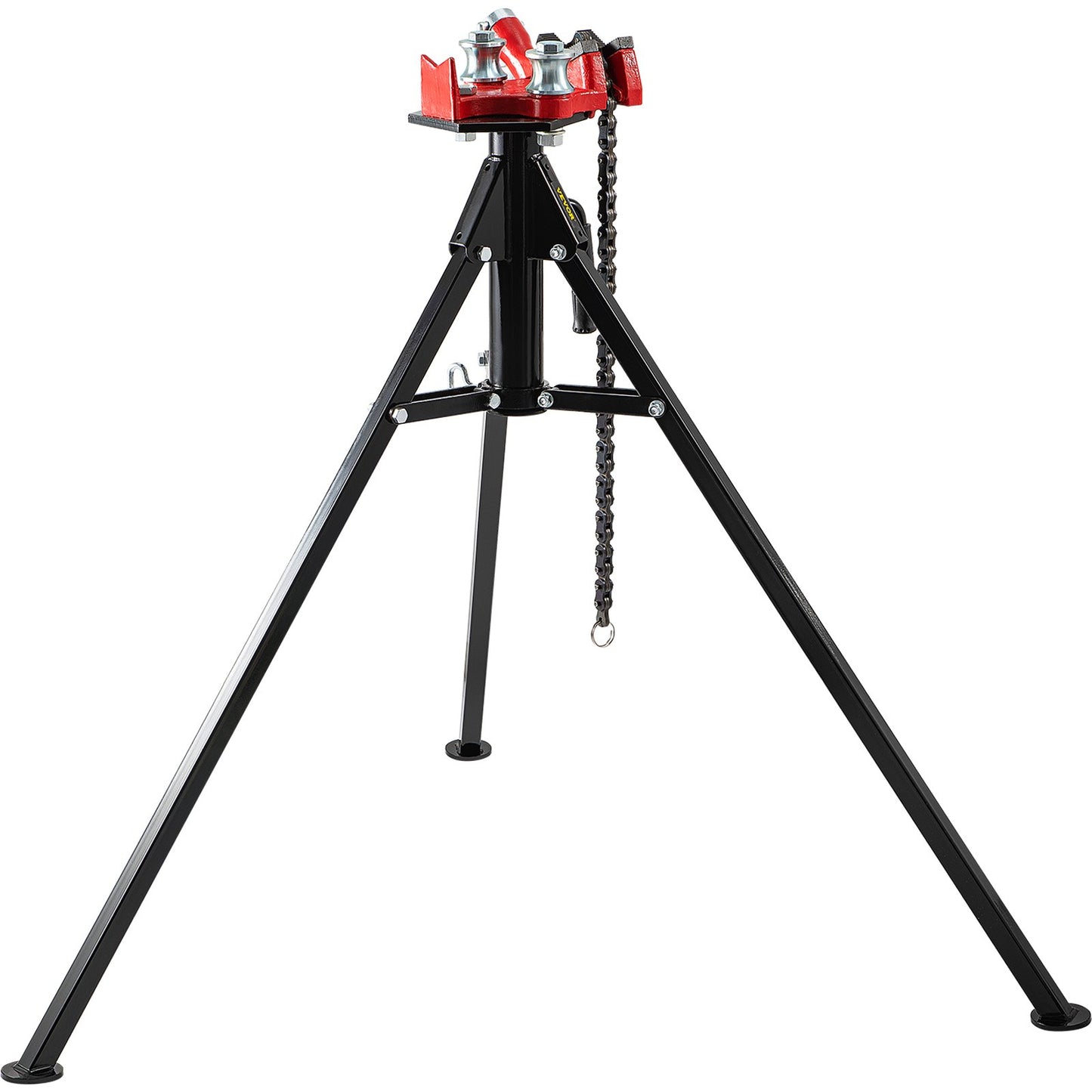 Dreibeiniger Rohrkettenschraubstock | Rohrkapazität 1/8"-5" | 36,4" Länge | Tragbare, klappbare Stahlbeine | Rohr greifen, stützen und biegen | Ideal für Fabrik, Werkstatt und Heimgebrauch