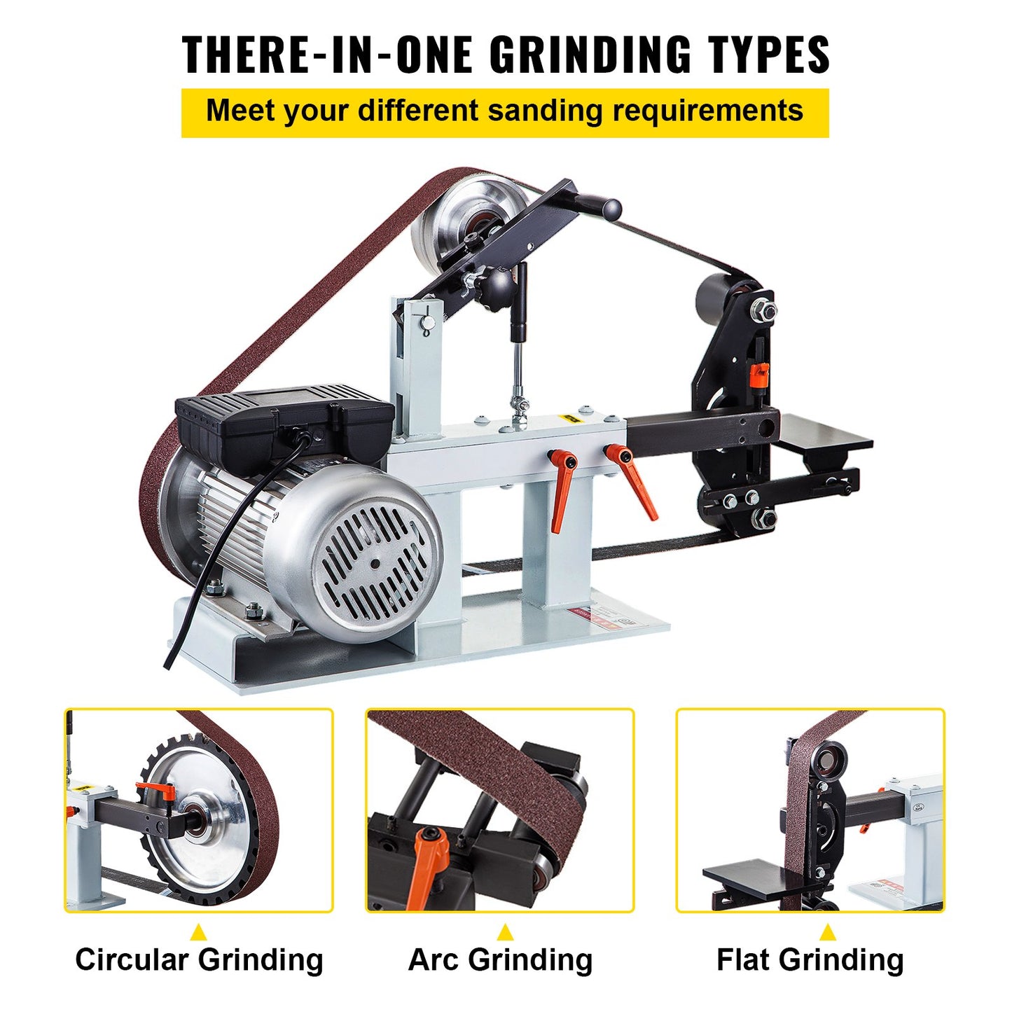 2HP belt sander constant speed 2 X 82 inch belt disc sander with 3 grinding discs 110V bench grinder 12 inch disc and flat flat tool rest for knife making