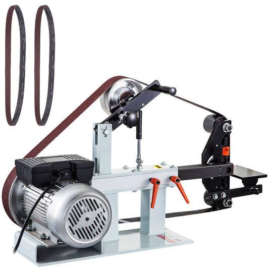 2HP belt sander constant speed 2 X 82 inch belt disc sander with 3 grinding discs 110V bench grinder 12 inch disc and flat flat tool rest for knife making