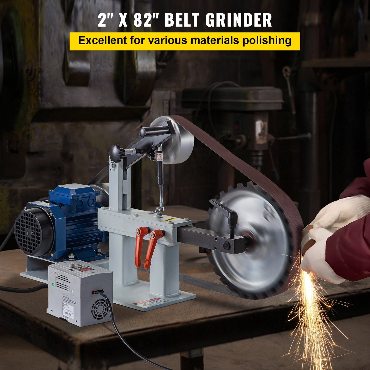 Benchtop &amp; Belt Sander Benchtop Sander 1.5KW with Ph 427 X 12" Wheel Adjustable Sanding Belt, Central Machine Belt and Disc Sander 0-2800 rpm Combination Sanders