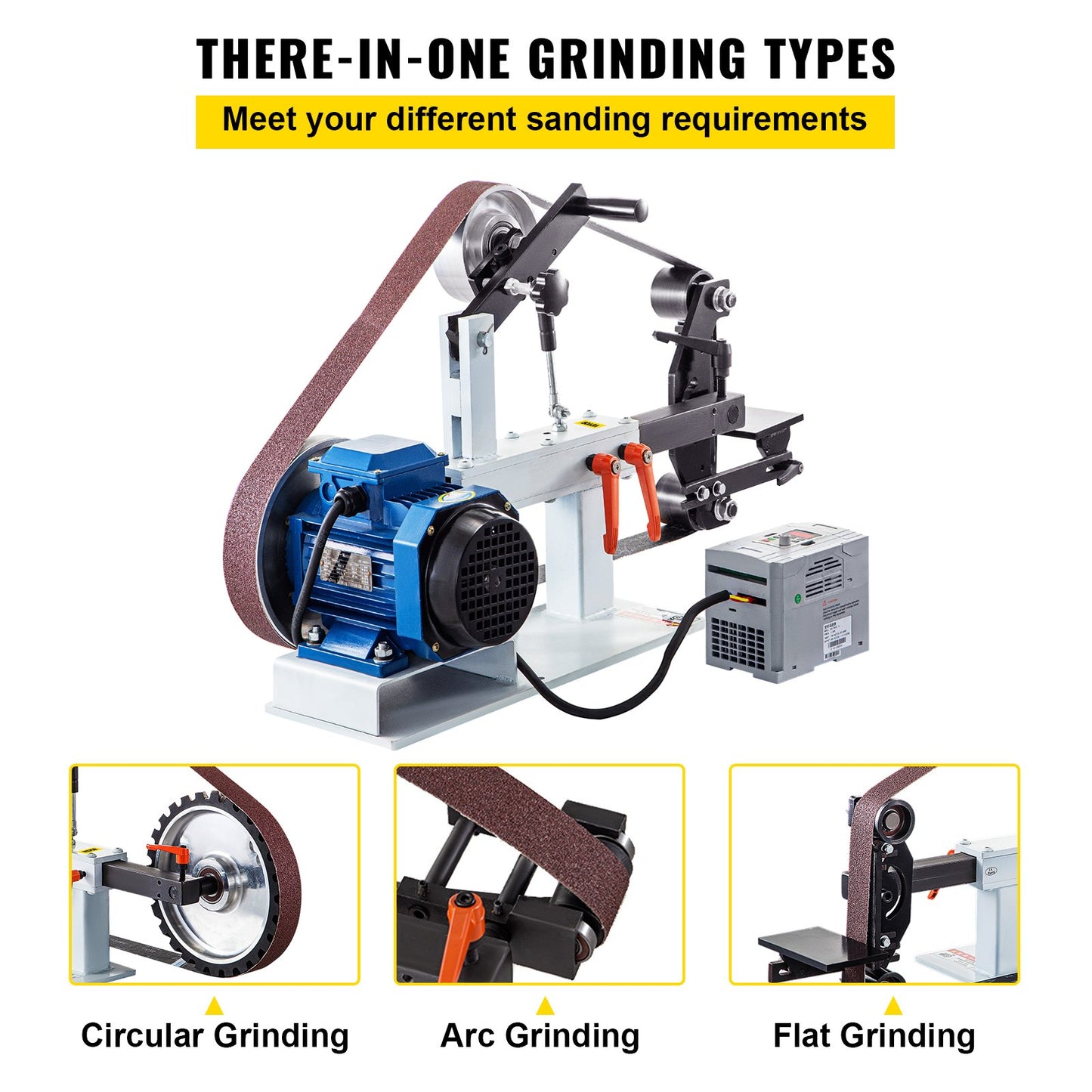 Benchtop &amp; Belt Sander Benchtop Sander 1.5KW with Ph 427 X 12" Wheel Adjustable Sanding Belt, Central Machine Belt and Disc Sander 0-2800 rpm Combination Sanders