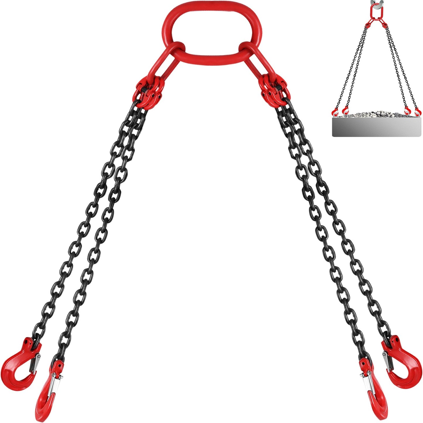 8MM Lifting Chain Sling with Hooks, 4 Legs Chain Sling Chain Sling, 1.5M Lifting Chains Chain Hanging with Shorter Crane 11023LBS/5T