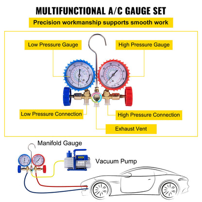 1,8 CFM 1/4 PS Kältemittel-Vakuumpumpen-Kit HVAC, einstufige Vakuumpumpe mit Manometer, Klimaanlage (1,8 CFM 1/4 PS)