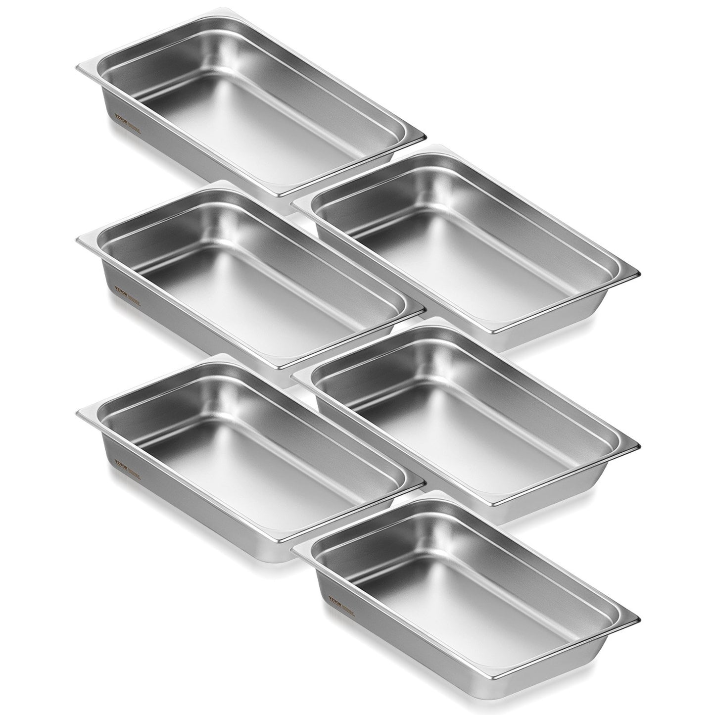 6 Pack Full Size Hotel Pans Steam Bord Pan Rostfritt stål 4" Djup