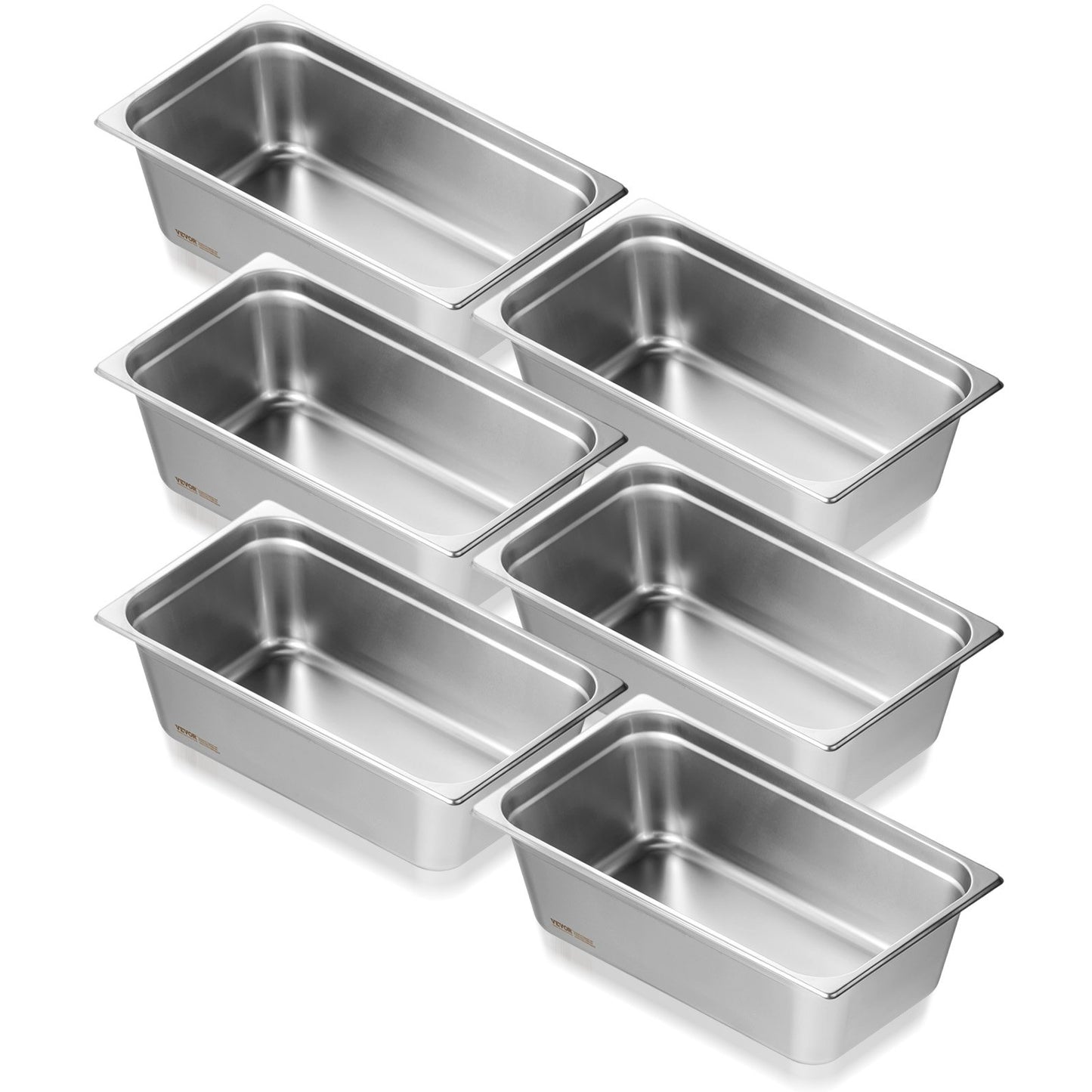 6-pack i full storlek hotellpannor Ångbordspanna rostfritt stål 6" djup