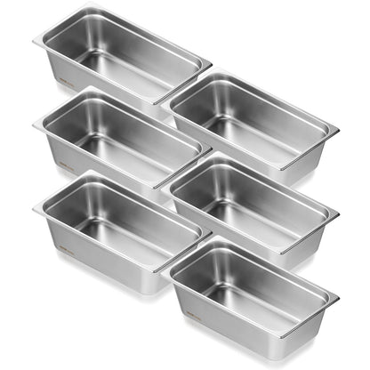 6-pack i full storlek hotellpannor Ångbordspanna rostfritt stål 6" djup