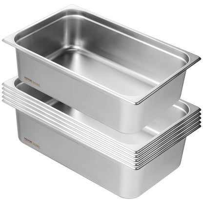 6-pack i full storlek hotellpannor Ångbordspanna rostfritt stål 6" djup
