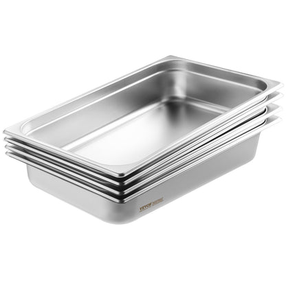 4-pack fullstorlek hotellpannor Ångbordspanna rostfritt stål 4" djupt lock