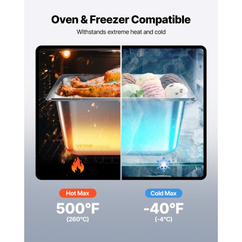 Rostfria ångpannor för hotell med lock, 1/2 storlek x 148 mm djupa, 9 l bordsångpannor, anti-sylt restaurangtillbehör återanvändbar cateringförvaring för hem, fest, restaurang, hotell, buffé, 2-pack |  EU