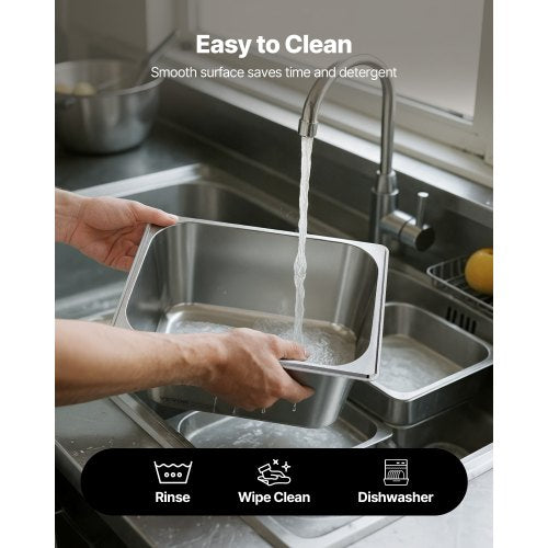 Rostfria ångpannor för hotell med lock, 1/2 storlek x 148 mm djupa, 9 l bordsångpannor, anti-sylt restaurangtillbehör återanvändbar cateringförvaring för hem, fest, restaurang, hotell, buffé, 2-pack |  EU