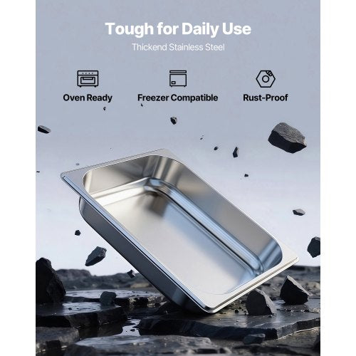 1/2 Hotel-Dampfgarer, 2,5 Zoll tief, Edelstahl, 4er-Pack | EU