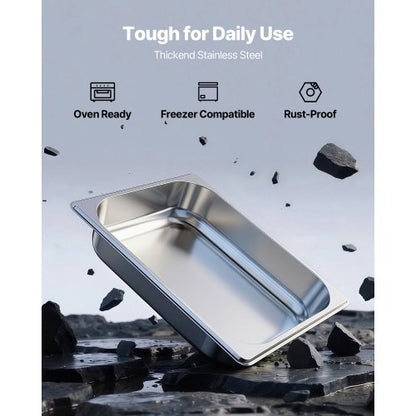 1/2 Hotel-Dampfgarer, 2,5 Zoll tief, Edelstahl, 4er-Pack | EU