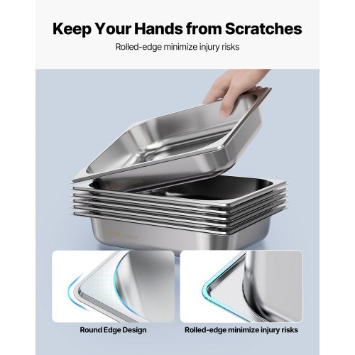 1/2 Hotel-Dampfgarer, 2,5 Zoll tief, Edelstahl, 4er-Pack | EU