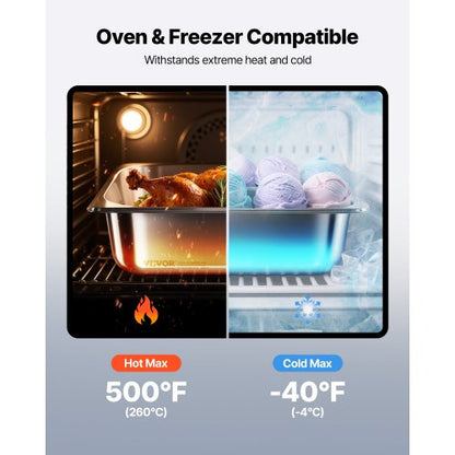 Rostfria ångpannor för hotell, 1/2 storlek x 98 mm djup, 6 l bordsångpanna, anti-sylt restaurangtillbehör återanvändbar rostfri cateringförvaring för hem, fest, restaurang, hotell, buffé, 6-pack |  EU