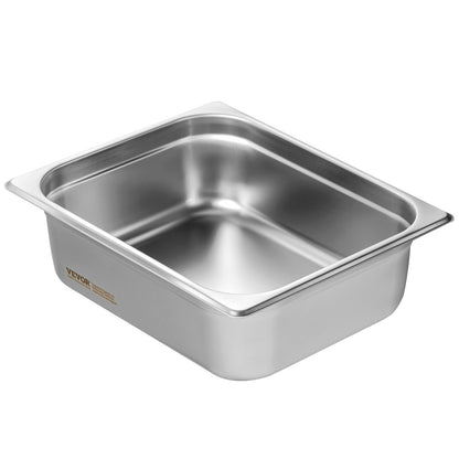 8-pack 1/2 storlek Hotellpannor Ångbordspanna rostfritt stål 4" djupt lock
