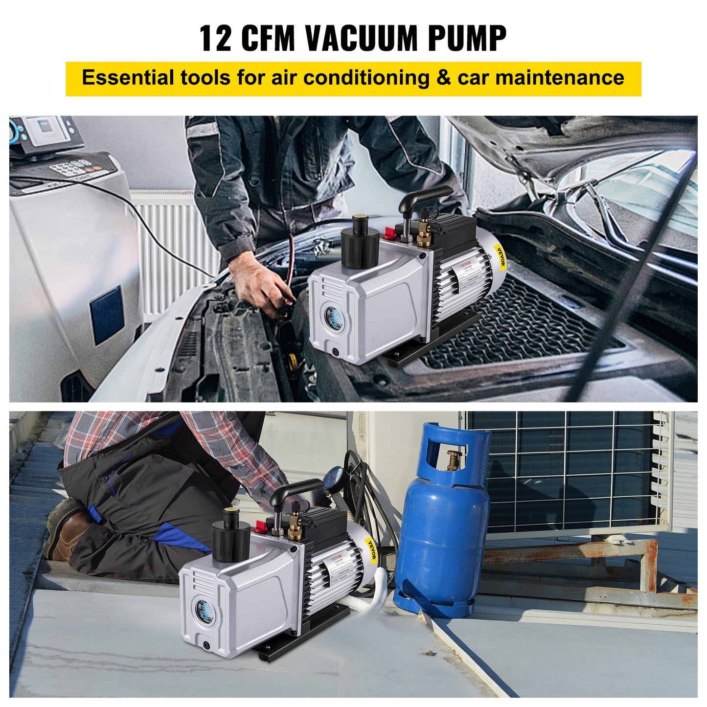 Vacuum pump Double stage 12CFM 340 L/min Inlet port 1/4