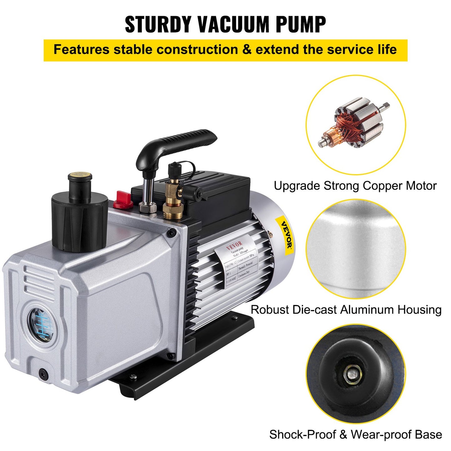 Vacuum pump Double stage 12CFM 340 L/min Inlet port 1/4