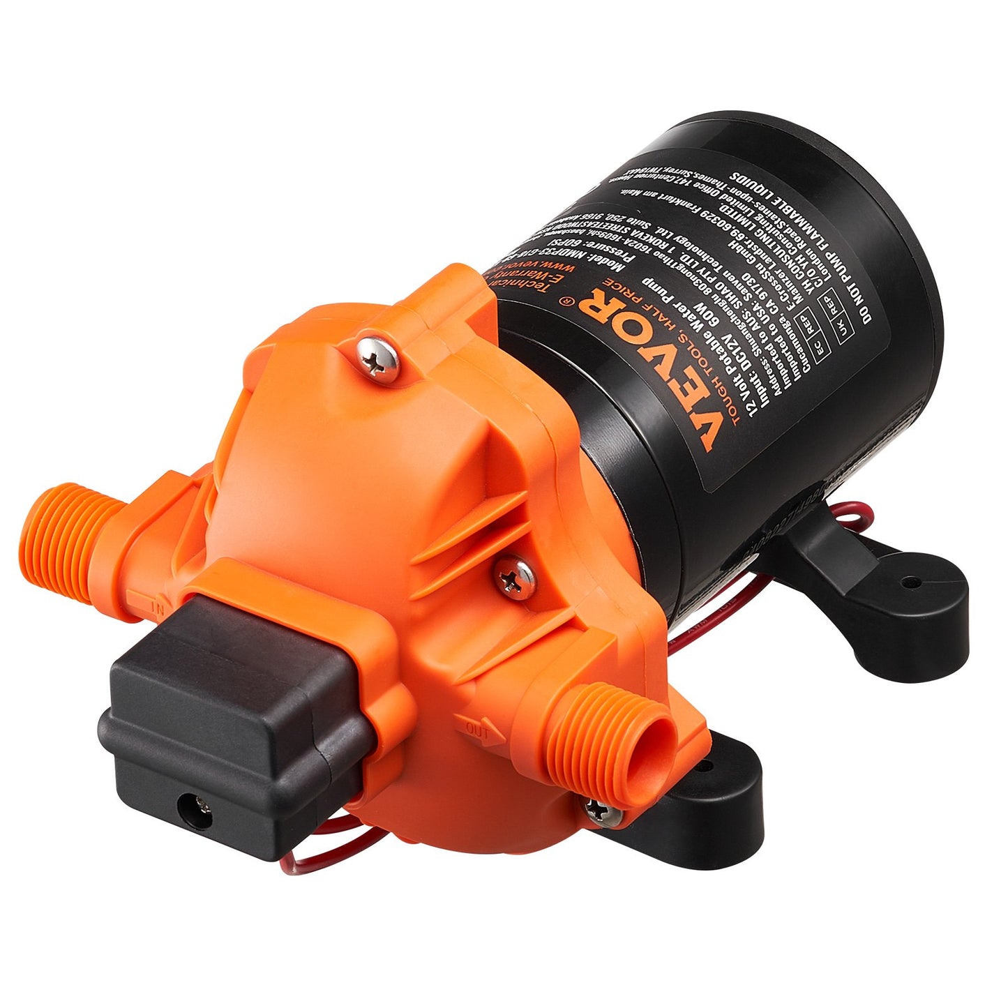 12V membranpump 1,8GPM 6,81 L/min 3-kammar vattenpump tryckbrytare