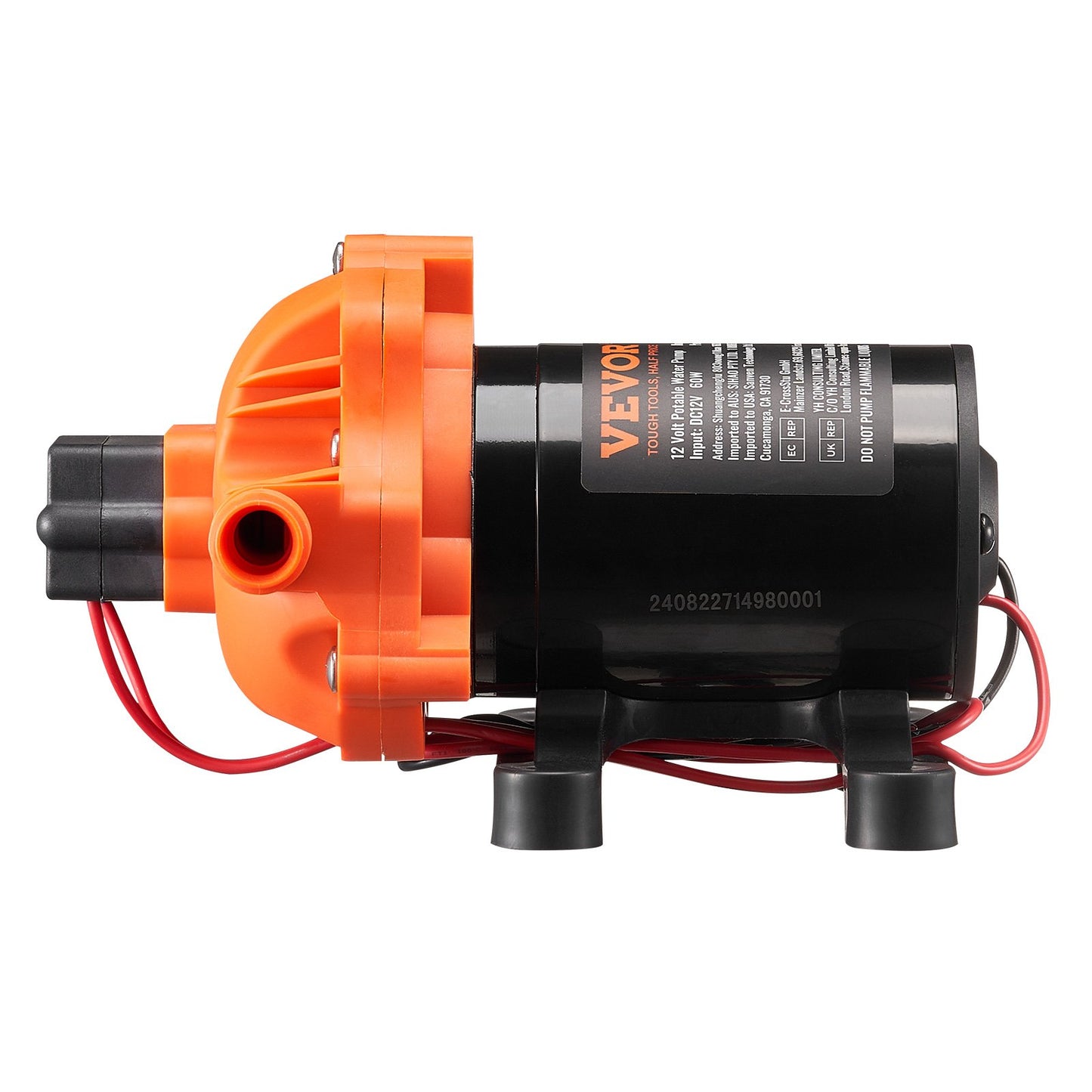 12V membranpump 1,8GPM 6,81 L/min 3-kammar vattenpump tryckbrytare