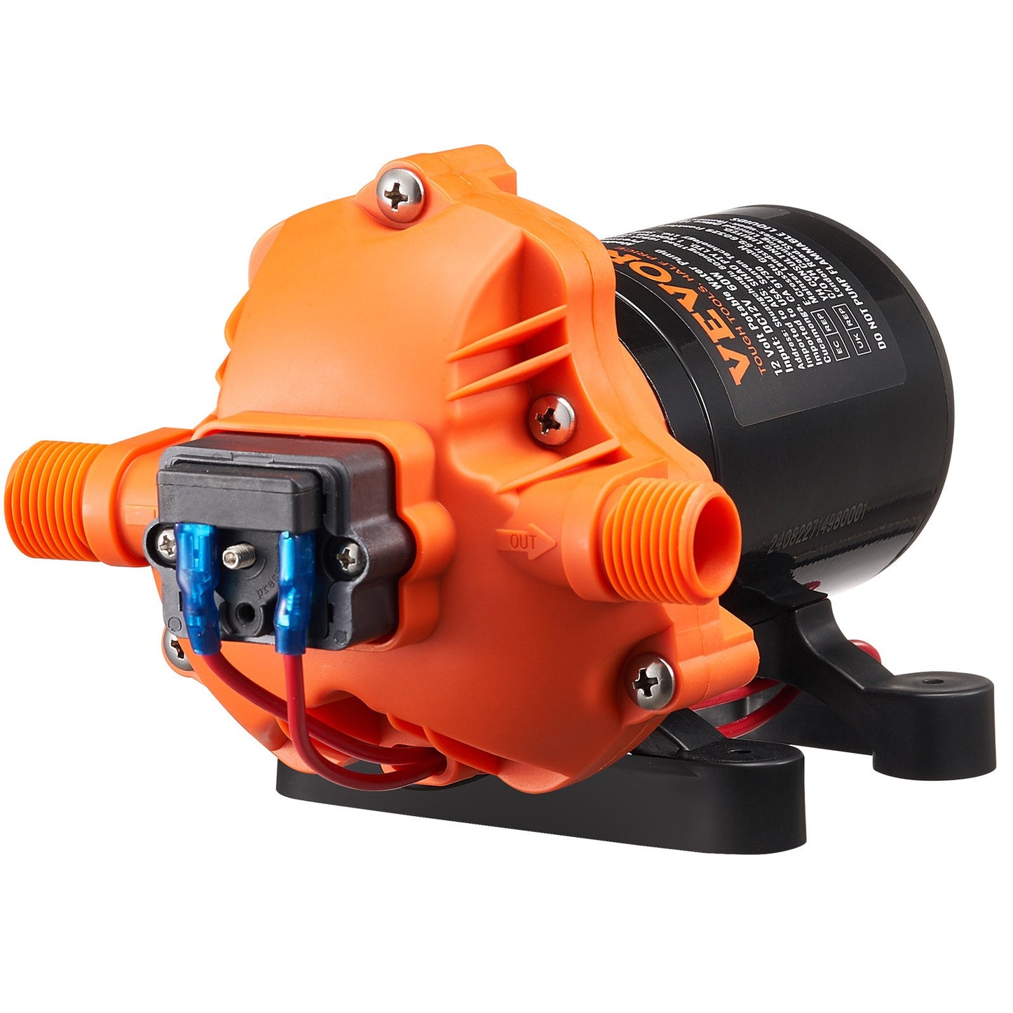 12V membranpump 1,8GPM 6,81 L/min 3-kammar vattenpump tryckbrytare
