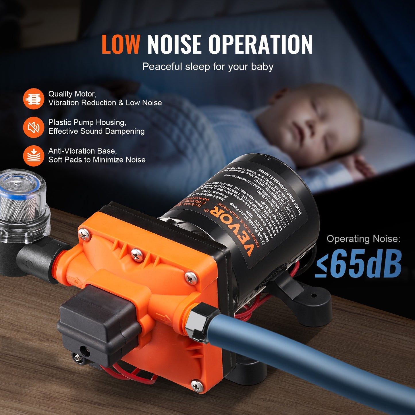 12V diaphragm pump 3GPM 11.36 L/min 4-chamber water pump pressure switch