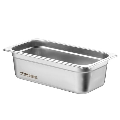 6-pack 1/3 storlek Hotellpannor Ångbordspanna rostfritt stål 4" djup
