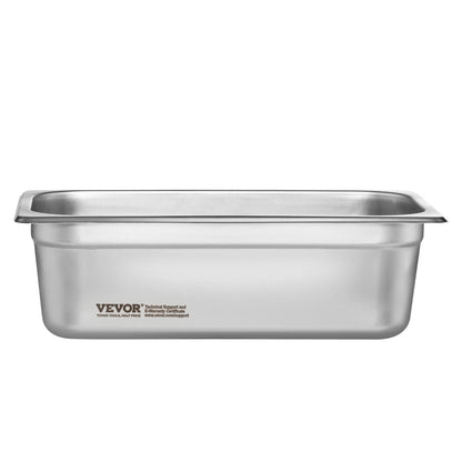 6-pack 1/3 storlek Hotellpannor Ångbordspanna rostfritt stål 4" djup