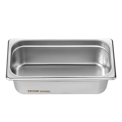 6-pack 1/3 storlek Hotellpannor Ångbordspanna rostfritt stål 4" djup