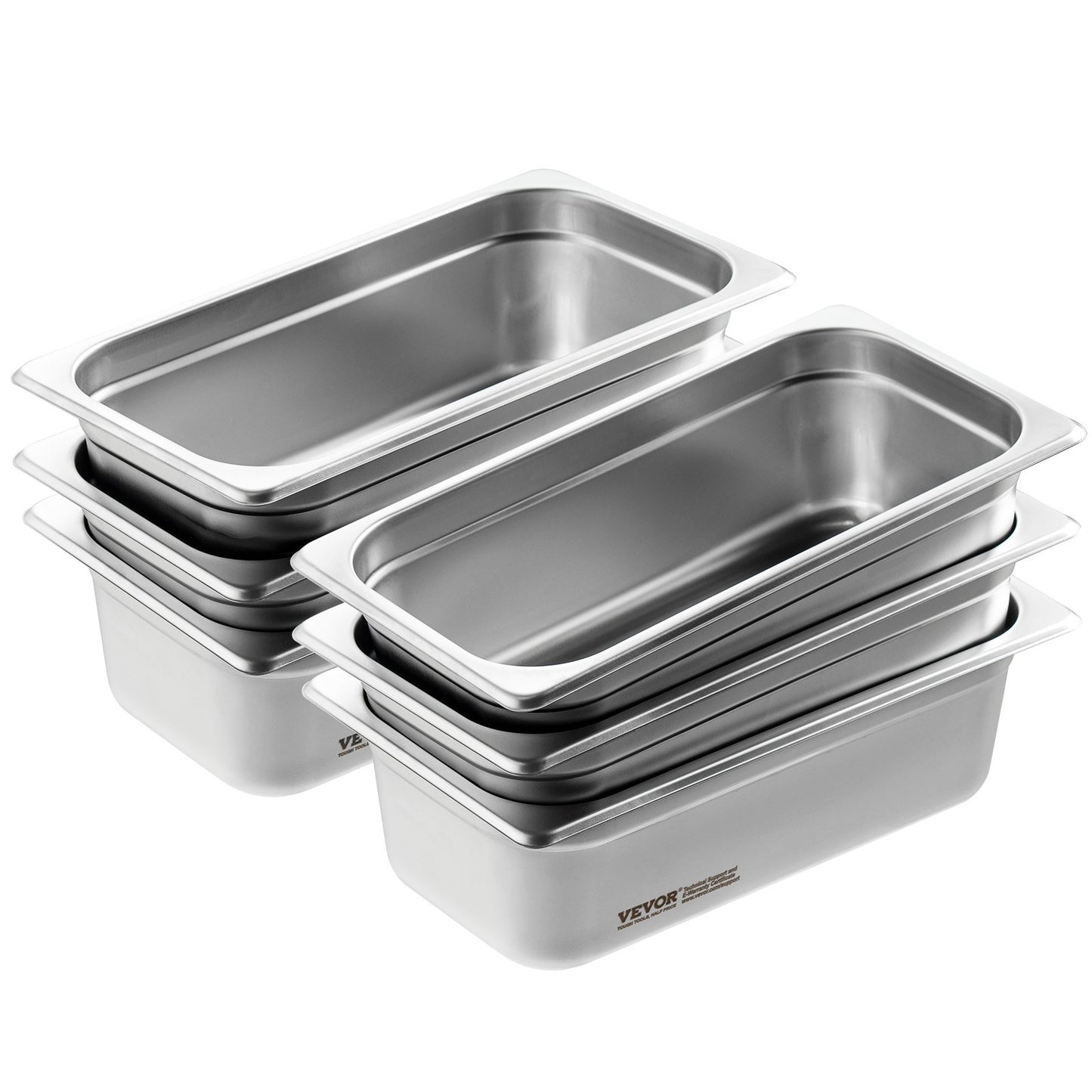 6-pack 1/3 storlek Hotellpannor Ångbordspanna rostfritt stål 4" djup