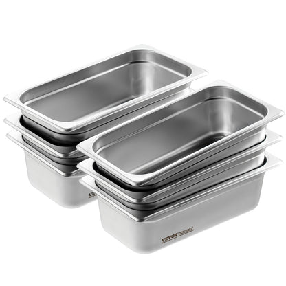 6-pack 1/3 storlek Hotellpannor Ångbordspanna rostfritt stål 4" djup