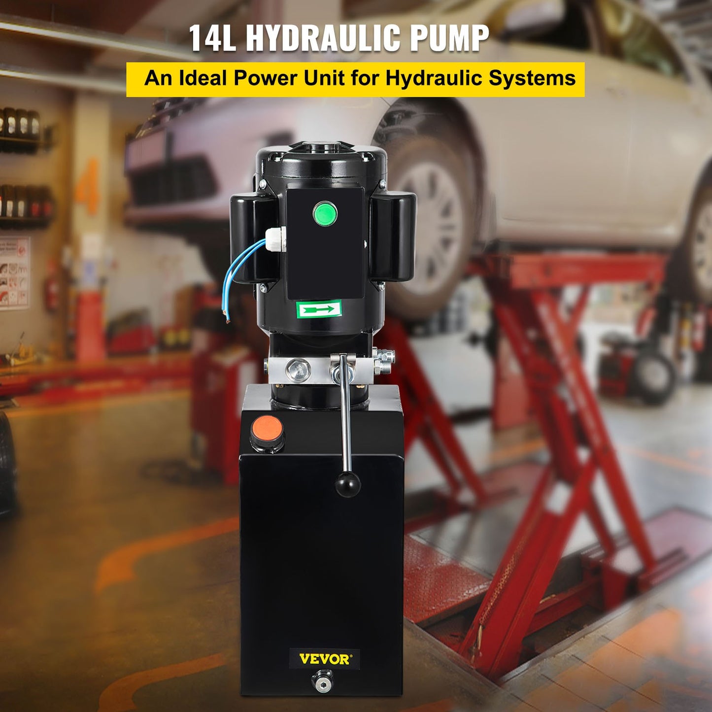 14L Car Lift Hydraulic Power Unit 60hz 1HP Hydraulic Pump Car Repair Hydraulic Metal Reservoir for Hydraulic Pump Power Unit Tractor Vehicle Car Lift