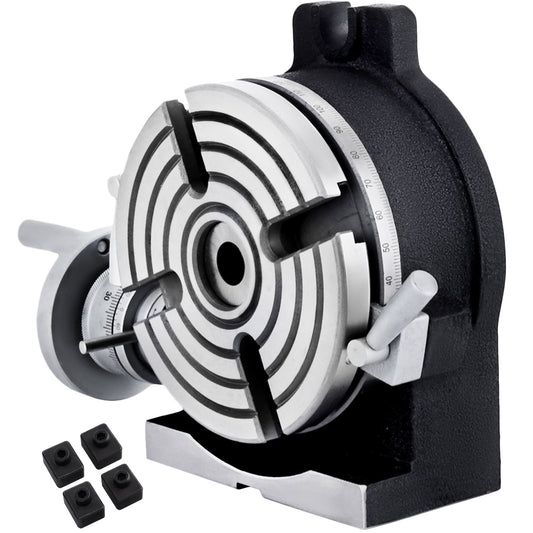 150mm/5.9In Vertikalt & Horisontellt Roterande Bord, 150MM Delningshuvud Runt Roterande Arbetsbord Fräsmaskin Index System Justerbar Skruv 5,9 Inch Delningsplatta Index System