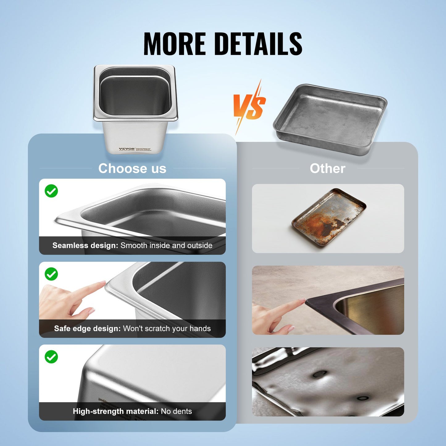 6-pack 1/6 size Hotel boilers Steam table boiler stainless steel 6" deep