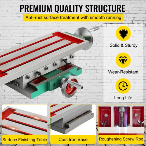 Milling Table 17.7×6.7Inch Compound Slide Milling Table 30KG Multifunction Worktable Cross Milling Machine Compound 2 Axis 4 Ways for All Drill Stands Bench Drilling Milling Machine | EU