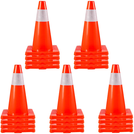 20Pack 18\" Traffic Cones, Road Parking Safety Cones PVC Base, Orange Traffic Cones with Reflective Collars, Hazard Construction Cones for Home Traffic Parking