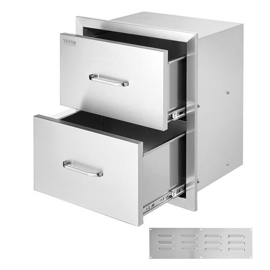 17,7"x20,5" UTOMHUS KÖK / BBQ ISLAND ROSTFRITT STÅL DUBBLA FÖRVARINGSLÅDA