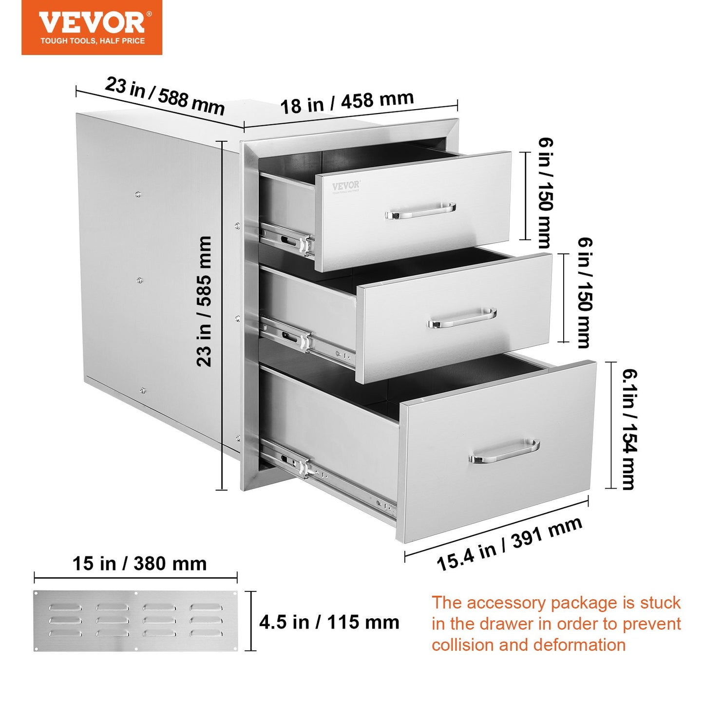 Vevor Outdoor Kitchen Box Bbq Box Storage 45x58cm Stainless Steel Box