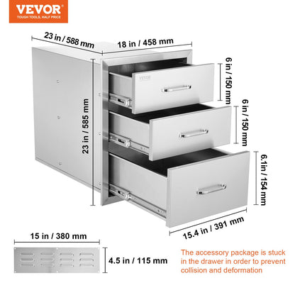 Vevor Outdoor Kitchen Box Bbq Box Storage 45x58cm Stainless Steel Box