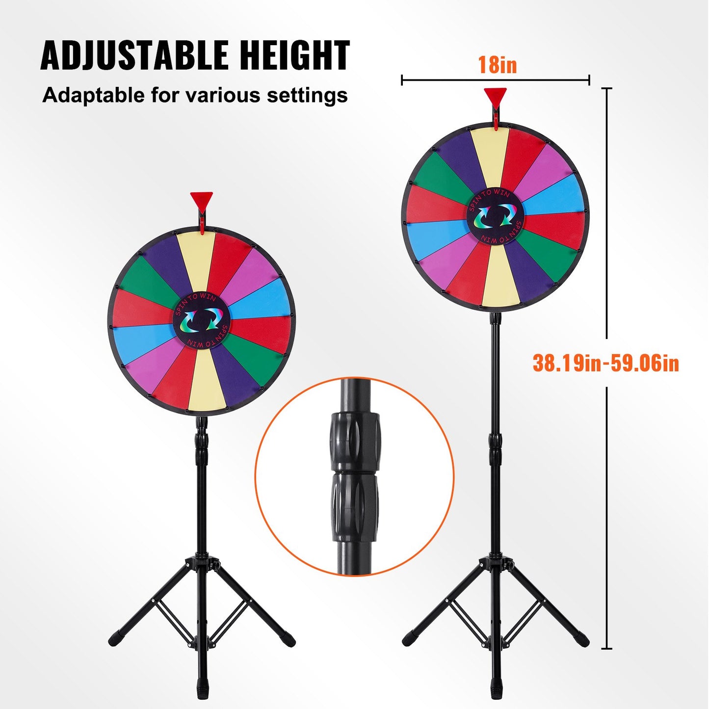 18” Prishjul Stativ Golvstativ Färg Prishjul Fortune Spinner 14 platser Dry Ease Tradeshow Fortune Spinning Game (18 tum)