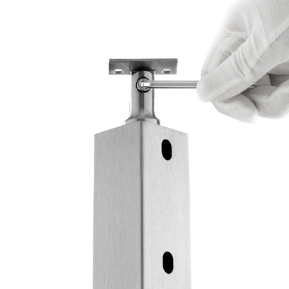 Cable Railing Post 42x2x2in 30° Angled Hole Stair Railing Post Silver 1pc