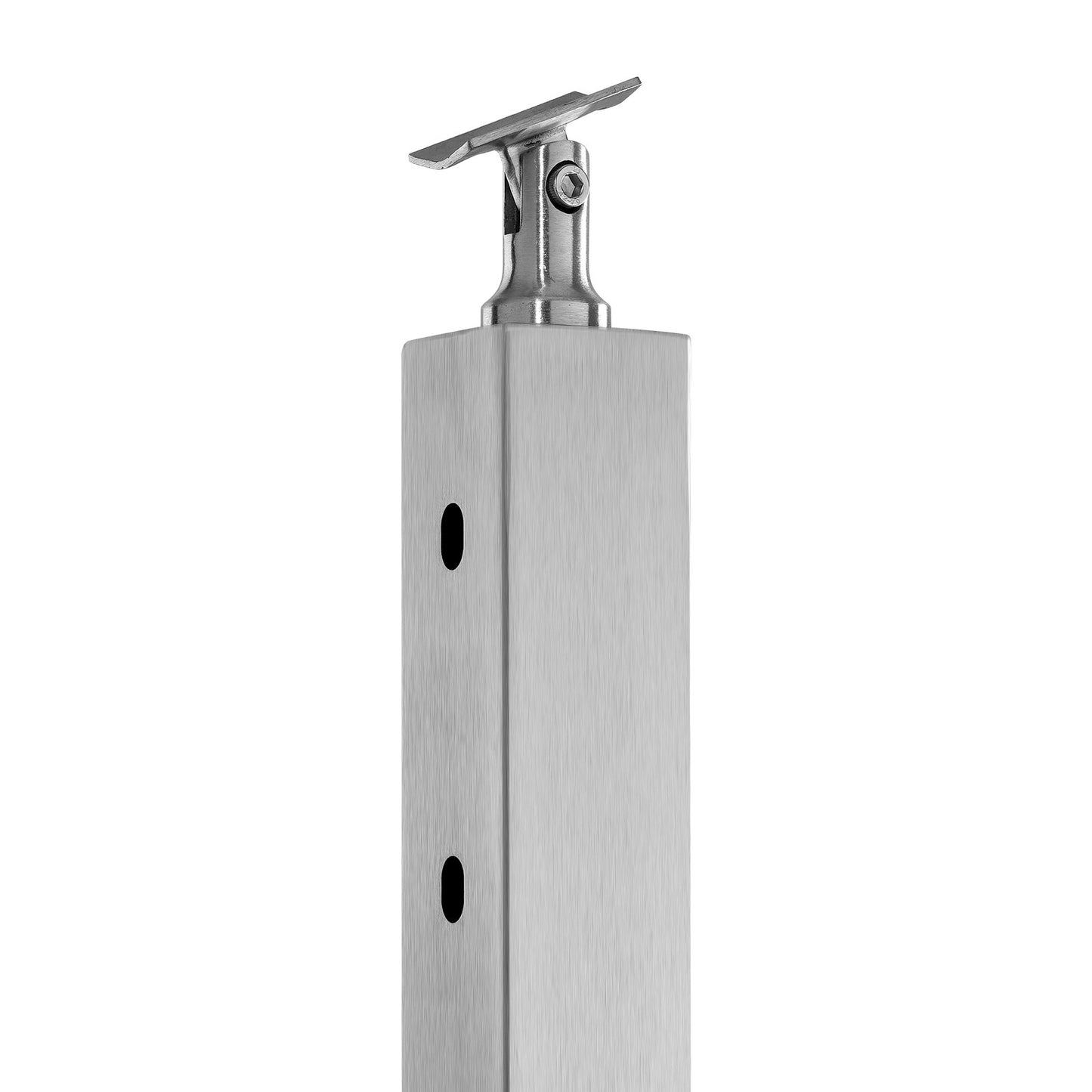 Cable Railing Post 42x2x2in 30° Angled Hole Stair Railing Post Silver 1pc